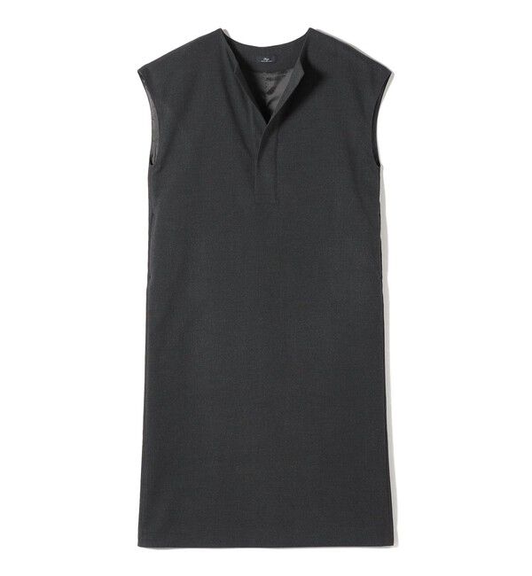 SHIPS for women「SHIPS Primary Navy Label:〈手洗い可能〉チェック / 無地 スキッパー ワンピース」|ワンピース|ダークグレー