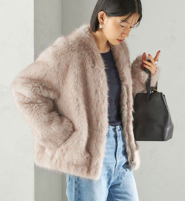 SHIPS for women「フェイク ファー コクーン ブルゾン」|その他|ライトグレー