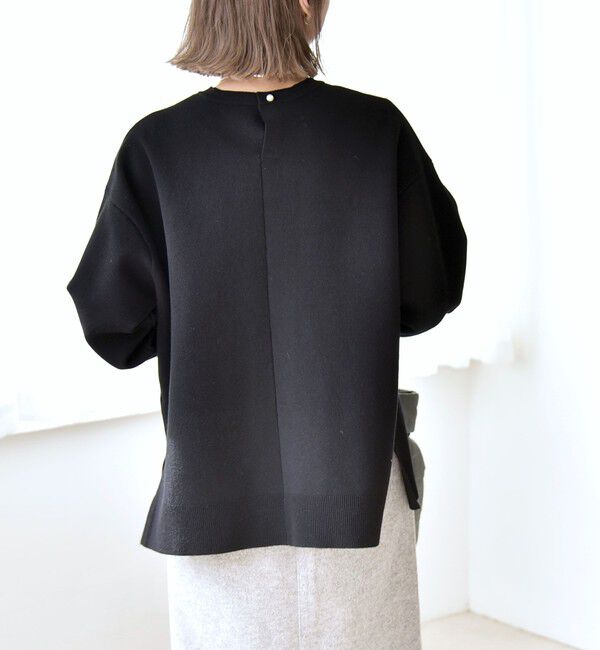 quaranciel「quaranciel:〈手洗い可能〉ダブルフェイス パールモチーフ ワイド ニット プルオーバー」|ニット・セーター|