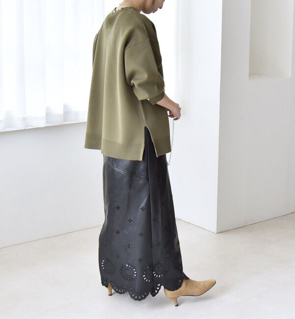 quaranciel「quaranciel:〈手洗い可能〉ダブルフェイス パールモチーフ ワイド ニット プルオーバー」|ニット・セーター|