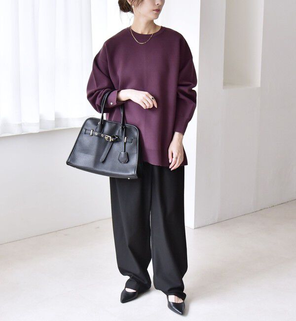 quaranciel「quaranciel:〈手洗い可能〉ダブルフェイス パールモチーフ ワイド ニット プルオーバー」|ニット・セーター|