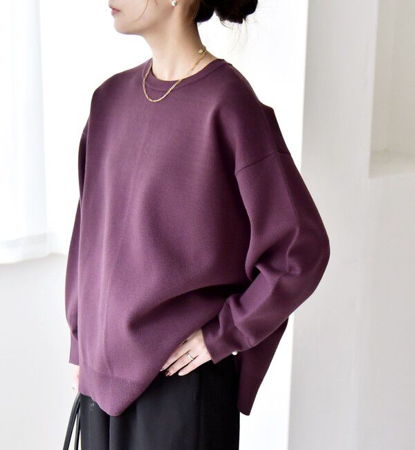 quaranciel「quaranciel:〈手洗い可能〉ダブルフェイス パールモチーフ ワイド ニット プルオーバー」|ニット・セーター|