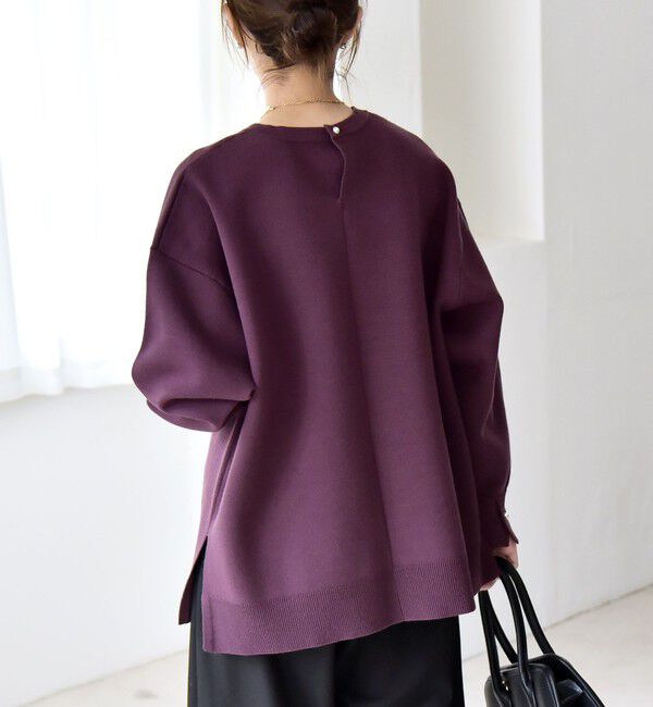 quaranciel「quaranciel:〈手洗い可能〉ダブルフェイス パールモチーフ ワイド ニット プルオーバー」|ニット・セーター|