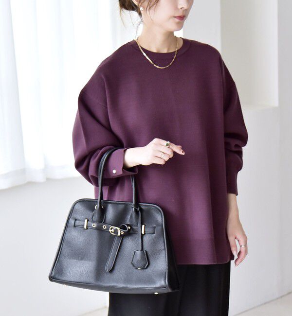 quaranciel「quaranciel:〈手洗い可能〉ダブルフェイス パールモチーフ ワイド ニット プルオーバー」|ニット・セーター|