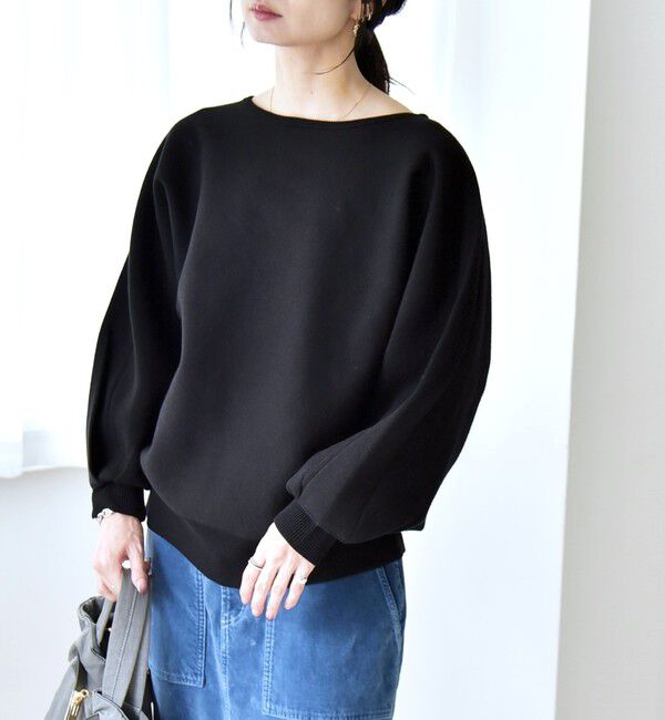 quaranciel「quaranciel:〈手洗い可能〉ダブルフェイス ボートネック パフ ニット プルオーバー」|ニット・セーター|