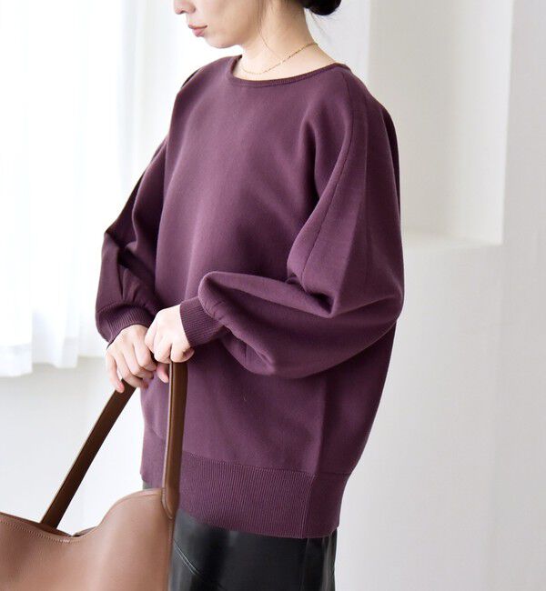 quaranciel「quaranciel:〈手洗い可能〉ダブルフェイス ボートネック パフ ニット プルオーバー」|ニット・セーター|