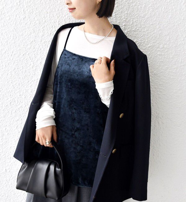 SHIPS for women「〈手洗い可能〉スノー クラッシュ ポリエステル ベロア サイド スリット キャミ」|キャミソール|