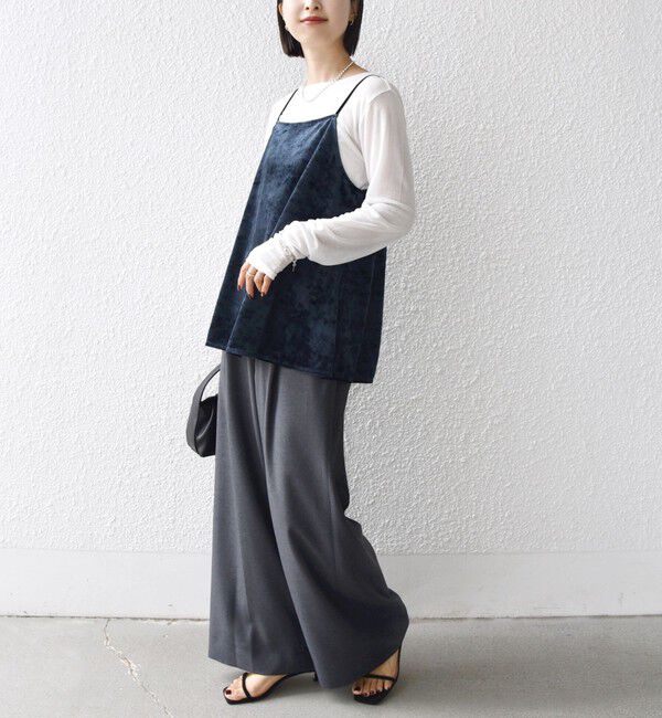 SHIPS for women「〈手洗い可能〉スノー クラッシュ ポリエステル ベロア サイド スリット キャミ」|キャミソール|