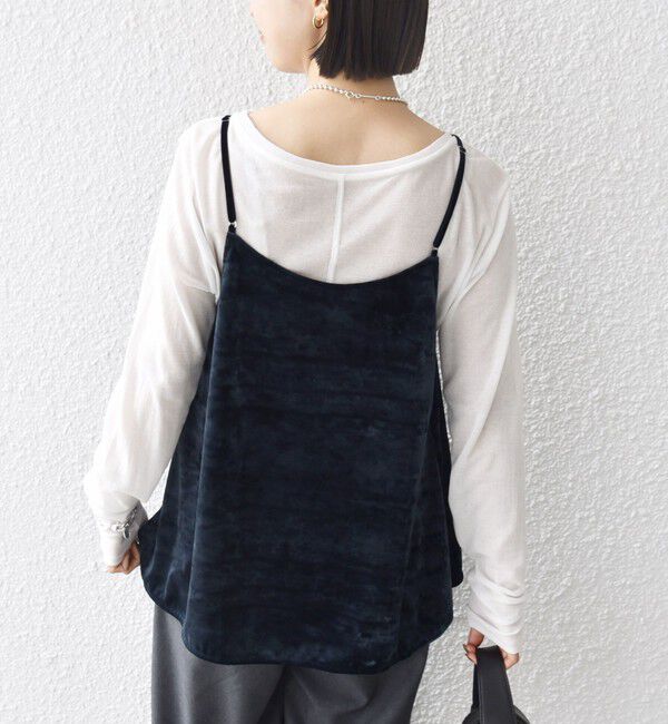 SHIPS for women「〈手洗い可能〉スノー クラッシュ ポリエステル ベロア サイド スリット キャミ」|キャミソール|