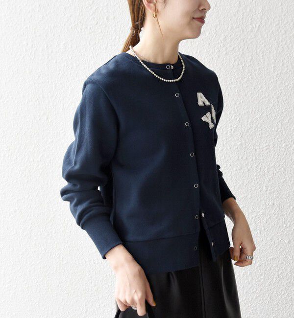 SHIPS any「SHIPS any:〈洗濯機可能〉裏起毛 ビジュー コンパクト スナップ カーディガン」|カーディガン|