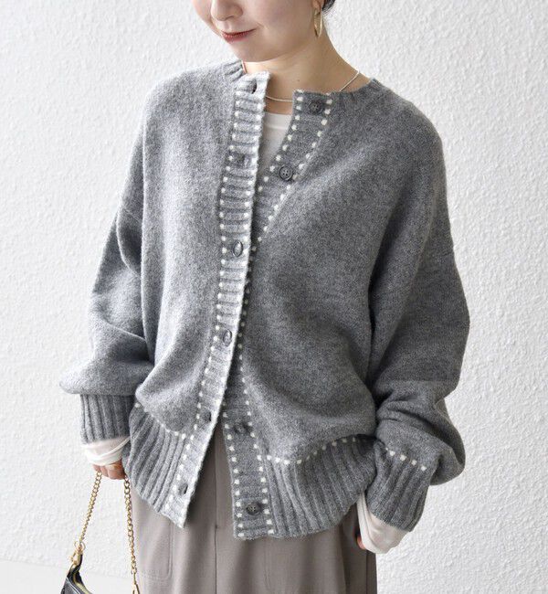 SHIPS any「SHIPS any:〈手洗い可能〉ステッチ デザイン ルーズ ニット カーディガン」|カーディガン|