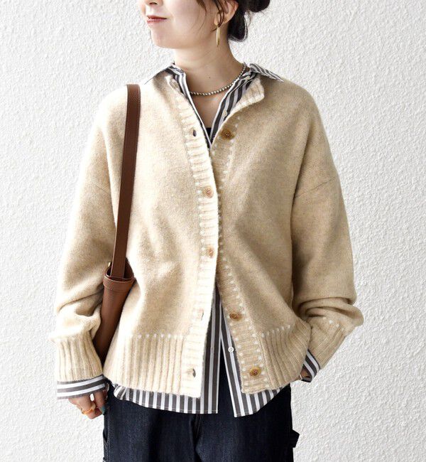 SHIPS any「SHIPS any:〈手洗い可能〉ステッチ デザイン ルーズ ニット カーディガン」|カーディガン|