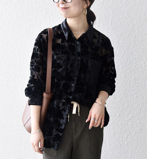 SHIPS any「SHIPS any:〈手洗い可能〉フラワー オパール シアー シャツ ブラウス」|シャツ・ブラウス|