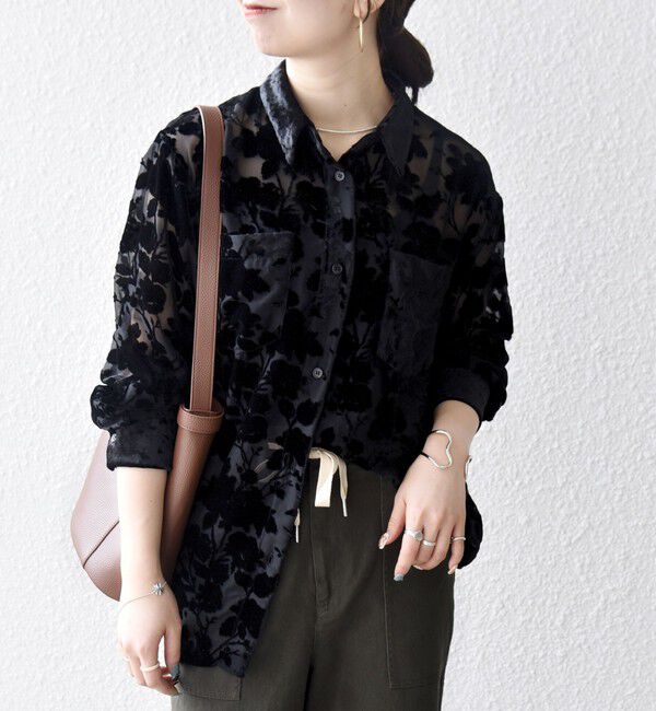 SHIPS any「SHIPS any:〈手洗い可能〉フラワー オパール シアー シャツ ブラウス」|シャツ・ブラウス|