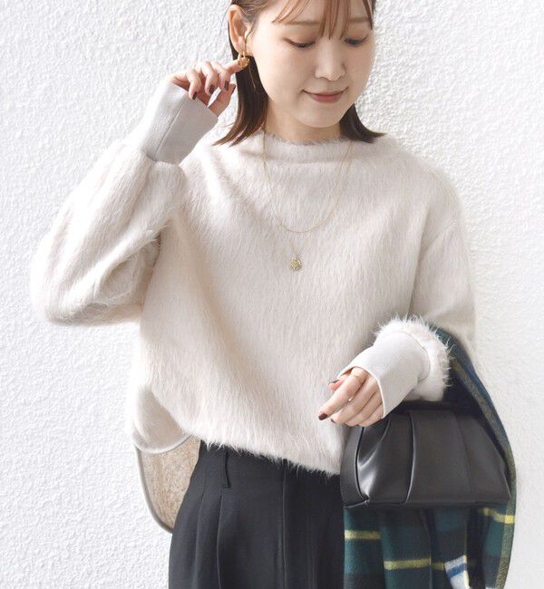 SHIPS for women「【WEB限定】〈手洗い可能〉バルフィー ロング シャギー ボトルネック プルオーバー」|ニット・セーター|ナチュラル