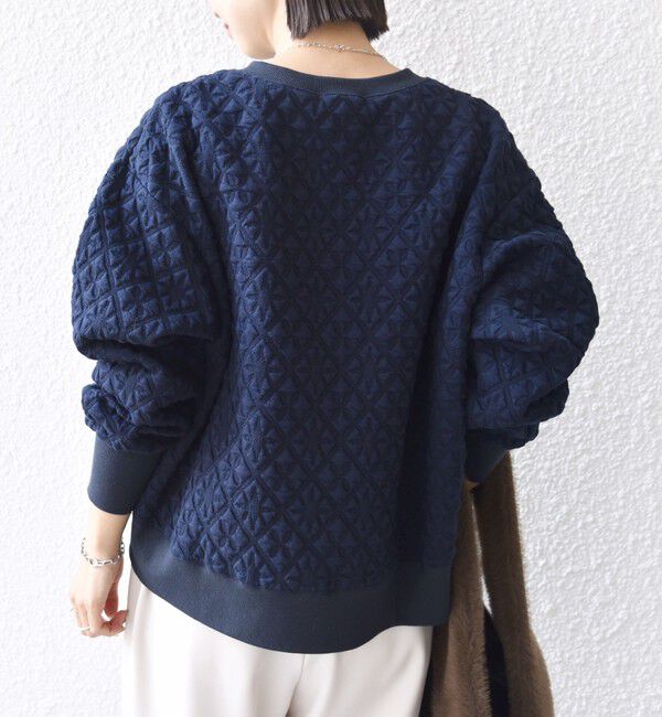 SHIPS for women「【WEB限定】〈手洗い可能〉キルティング ジャカード キーネック プルオーバー」|Tシャツ・カットソー|