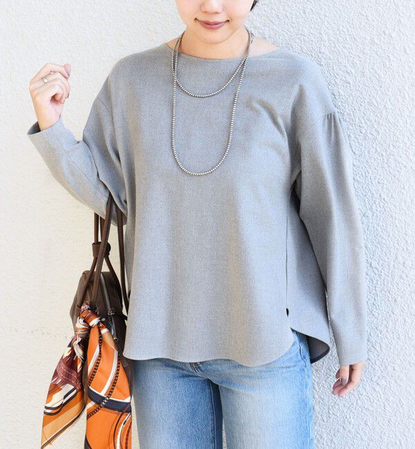 SHIPS for women「〈手洗い可能〉両面起毛 裾 ラウンド デザイン プルオーバー」|シャツ・ブラウス|ライトグレー