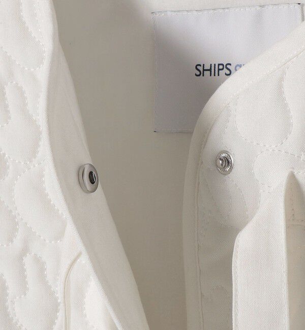 SHIPS any「SHIPS any: キルティング ステッチ ノーカラー ミディ コート」|ノーカラーコート|