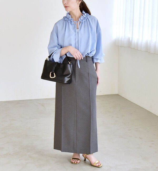 quaranciel「quaranciel:〈洗濯機可能〉フリルカラー リボン ギャザースリーブ ブラウス」|シャツ・ブラウス|