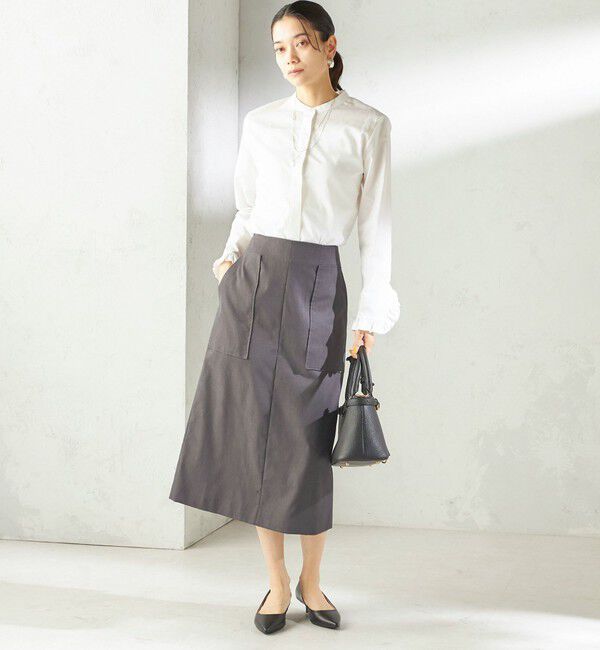 SHIPS for women「〈洗濯機可能〉フリル カフス バンド カラー シャツ」|シャツ・ブラウス|