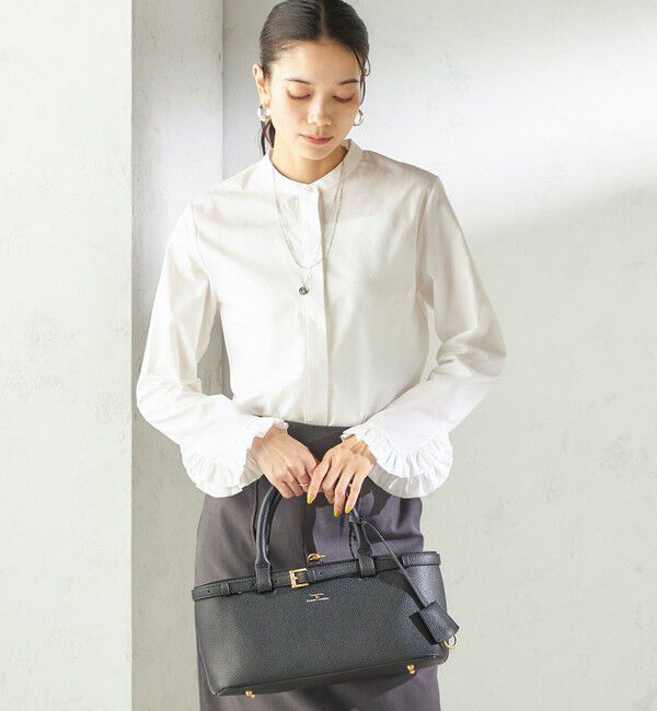 SHIPS for women「〈洗濯機可能〉フリル カフス バンド カラー シャツ」|シャツ・ブラウス|