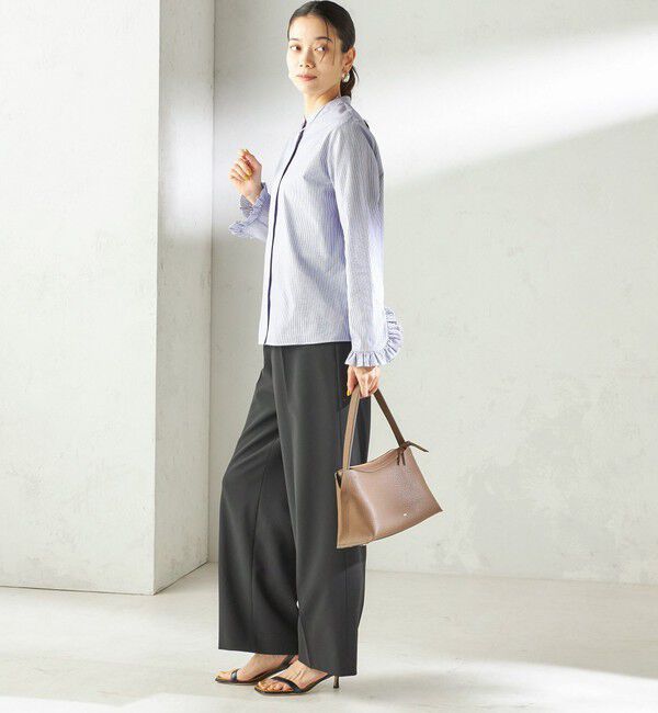 SHIPS for women「〈洗濯機可能〉フリル カフス バンド カラー シャツ」|シャツ・ブラウス|