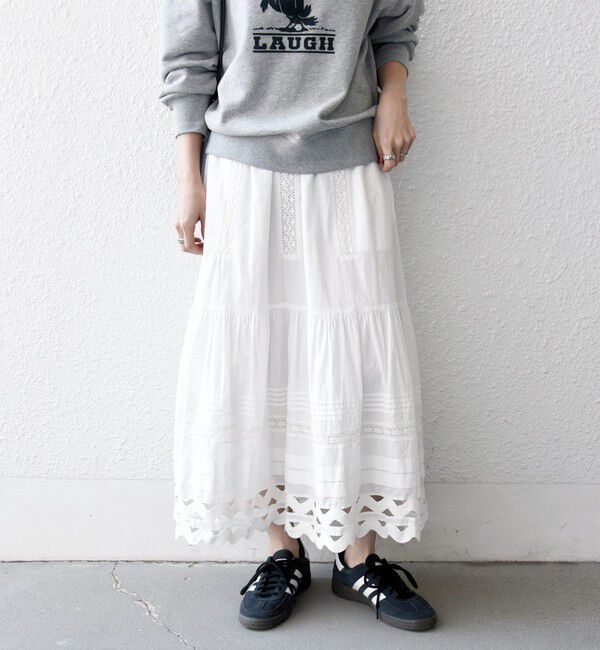 SHIPS any「SHIPS any:〈洗濯機可能〉キャンブリック レース ギャザー ボリューム スカート」|スカート|