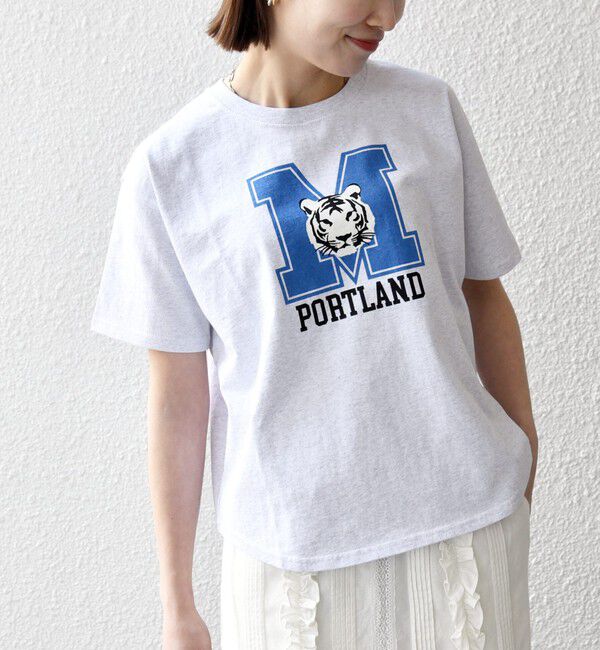 SHIPS any「《予約》【SHIPS any別注】THE KNiTS:〈洗濯機可能〉ラウンドヘム プリント ショート TEE 26SS」|Tシャツ・カットソー|