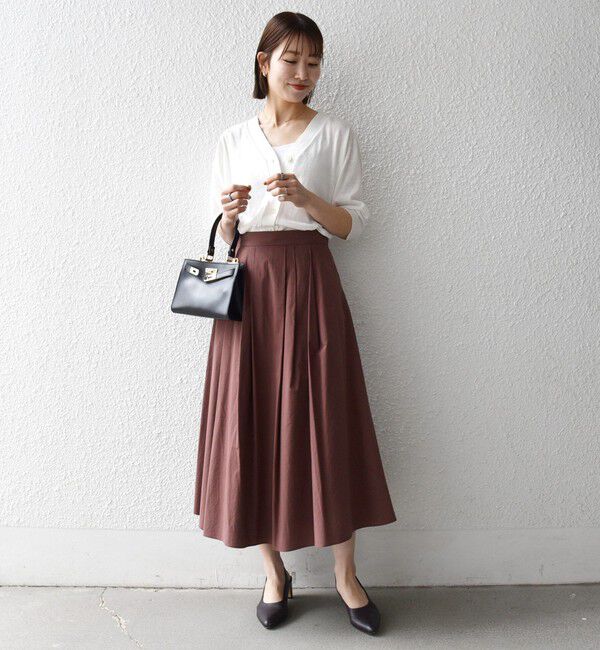 SHIPS any「《予約》SHIPS any:〈洗濯機可能〉コットンミックス タイプライター フレア タック スカート」|スカート|