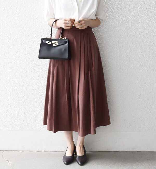 SHIPS any「《予約》SHIPS any:〈洗濯機可能〉コットンミックス タイプライター フレア タック スカート」|スカート|