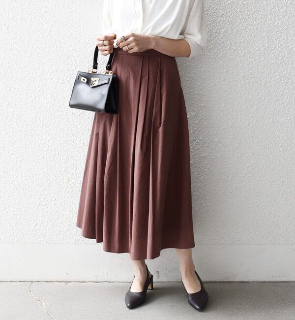 SHIPS any「《予約》SHIPS any:〈洗濯機可能〉コットンミックス タイプライター フレア タック スカート」|スカート|