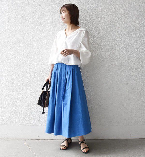 SHIPS any「《予約》SHIPS any:〈洗濯機可能〉コットンミックス タイプライター フレア タック スカート」|スカート|