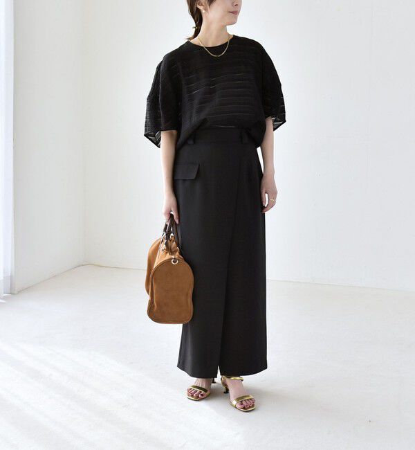 quaranciel「《予約》quaranciel:〈洗濯機可能〉ジャガード ボーダー シアー ブラウス」|シャツ・ブラウス|