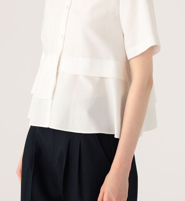 CABaN「タイプライターダブルクロス アシンメトリックフリルシャツ」|シャツ・ブラウス|