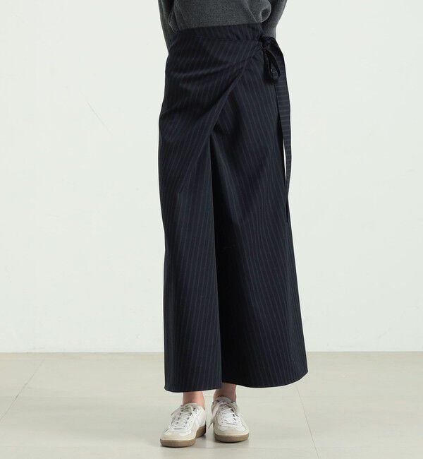 BACCA「ストライプギャバ ラップロングスカート」|スカート|