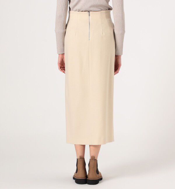 MACPHEE「ウールナイロンフランネル Iラインナロースカート」|タイト|
