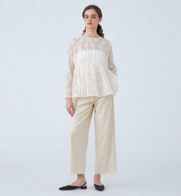 Ballsey「エンブロイダリーオーガンザ ウエストギャザーブラウス」|シャツ・ブラウス|