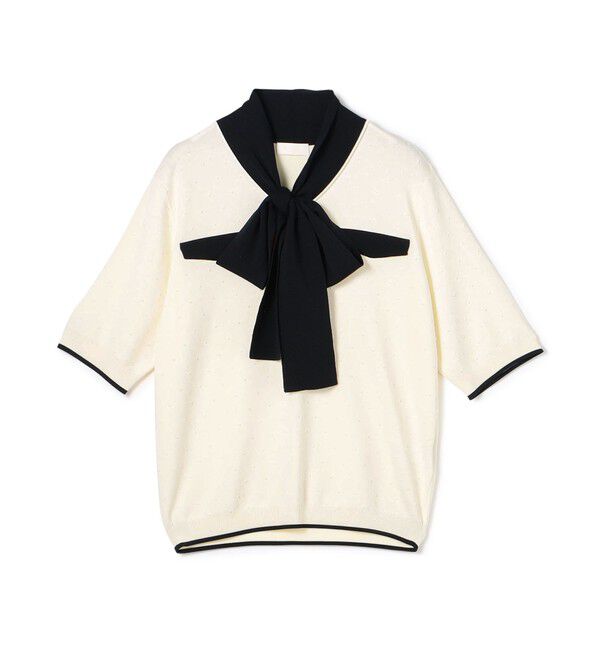 Ballsey「【一部追加予約】ストレッチタックドット ボウタイプルオーバー」|ニット・セーター|12 ホワイト系