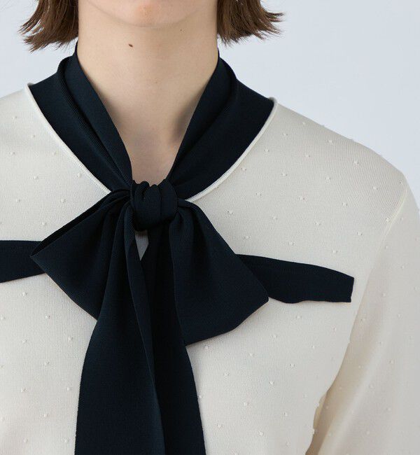 Ballsey「【一部追加予約】ストレッチタックドット ボウタイプルオーバー」|ニット・セーター|