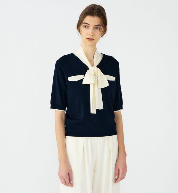 Ballsey「【一部追加予約】ストレッチタックドット ボウタイプルオーバー」|ニット・セーター|