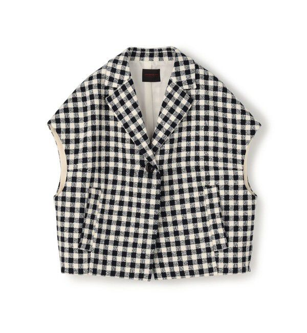 TOMORROWLAND collection「タムタムギンガム ノッチドカラージレ」|ベスト・ジレ|68 ネイビー系