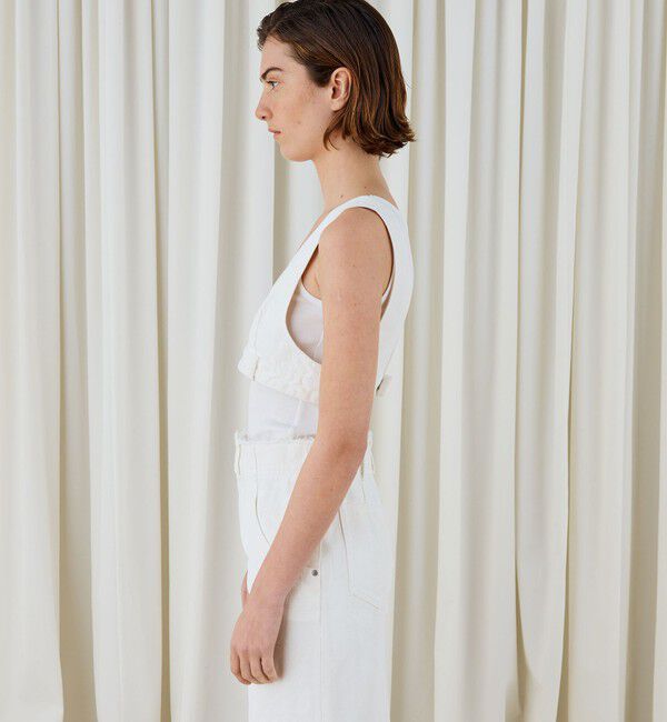 DES PRES「ペインティングホワイトデニム ブラレット付きマキシスカート」|タイト|