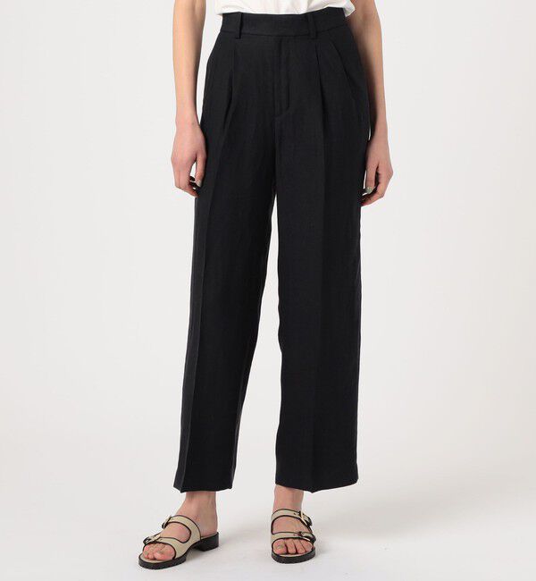 MACPHEE「リネンレーヨンツイル タックワイドパンツ」|スラックス|