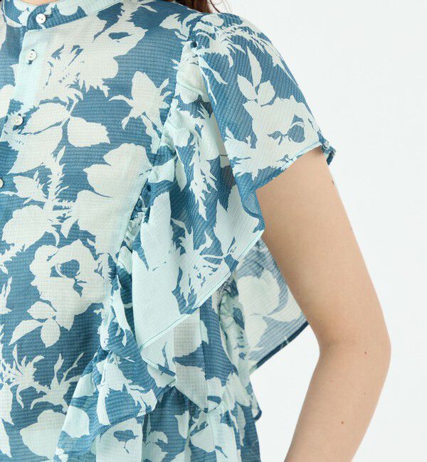 SOULEIADO「コットンリネンプリント バタフライスリーブブラウス」|シャツ・ブラウス|