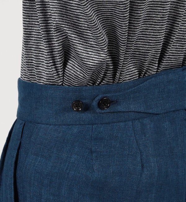 TOMORROWLAND MENS「リネン バックベルト ペグトップスラックス SOLBIATI」|スラックス|