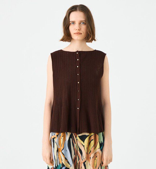 Ballsey「ブークレーミラノリブボーダー ノースリーブプルオーバー」|ニット・セーター|