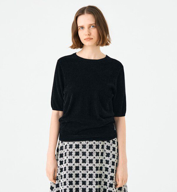 Ballsey「ストレッチベルベット ハーフスリーブプルオーバー」|ニット・セーター|