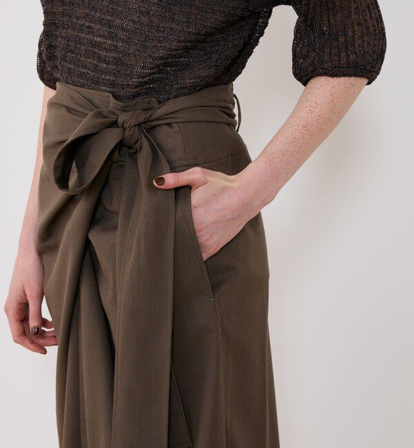 GALERIE VIE「クレープウールストレッチ ラップマキシスカート」|タイト|