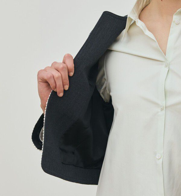 DES PRES「ハードウールオックスフォード クルーネックジャケット」|ノーカラージャケット|