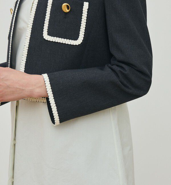 DES PRES「ハードウールオックスフォード クルーネックジャケット」|ノーカラージャケット|